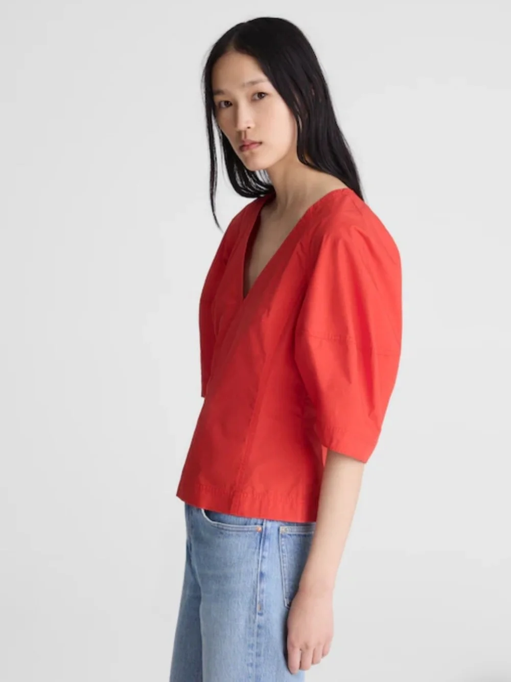 Madewell NWT Sculptural V-Neck Puff Sleeve Top - Women
